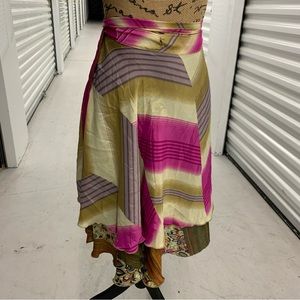 Grow With Me Silk Wrap Skirt Upcycled Sarees Fits Toddler-Girls 8/10